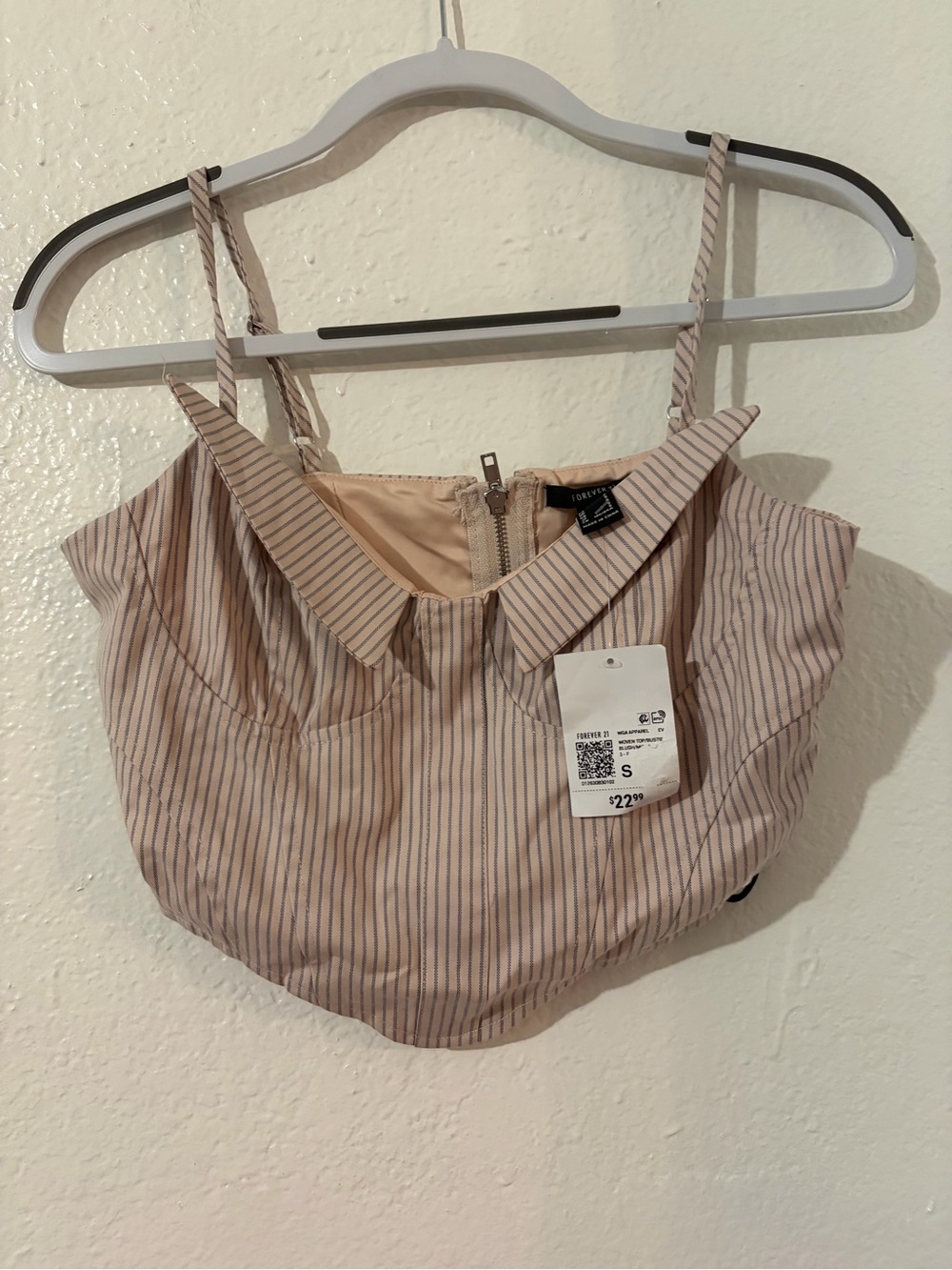 Forever 21 Pink Striped Cropped Tank Top - S